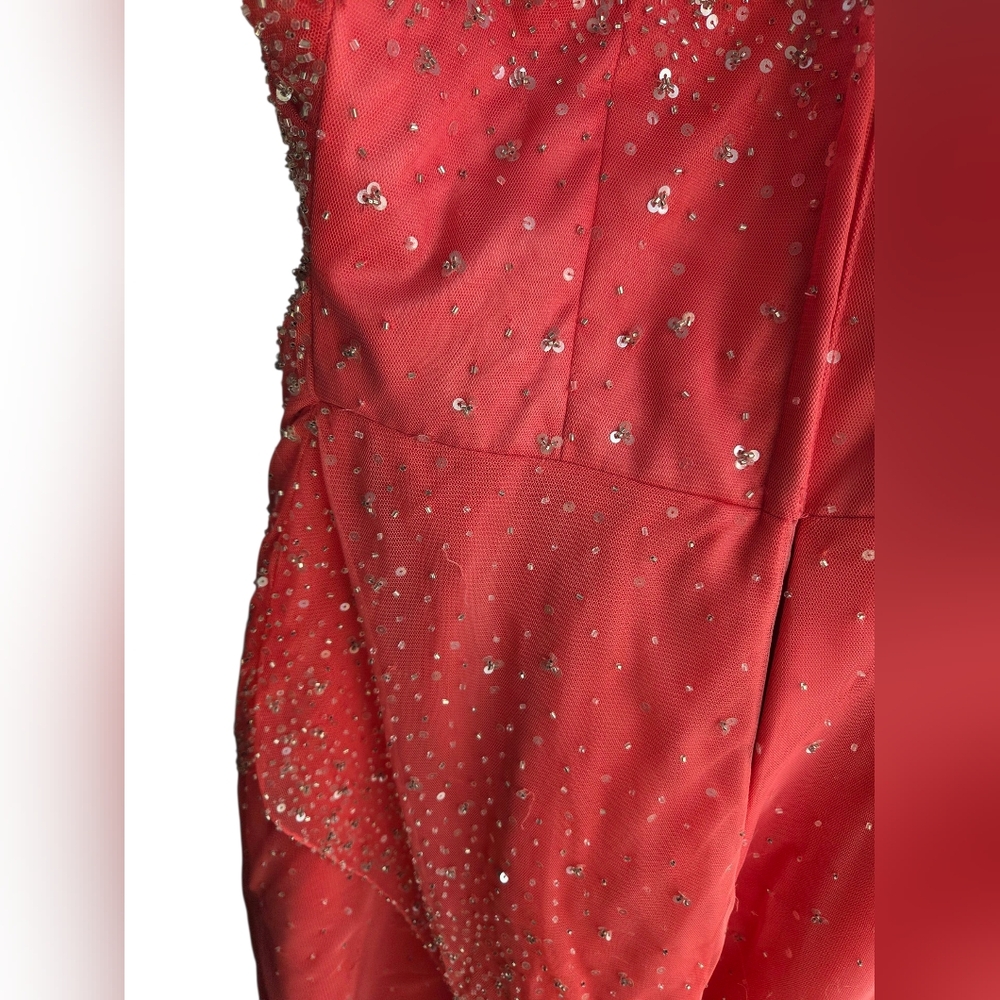 Morilee Pink/Coral Beaded Sequin Dress Size 2? - Picture 3 of 7